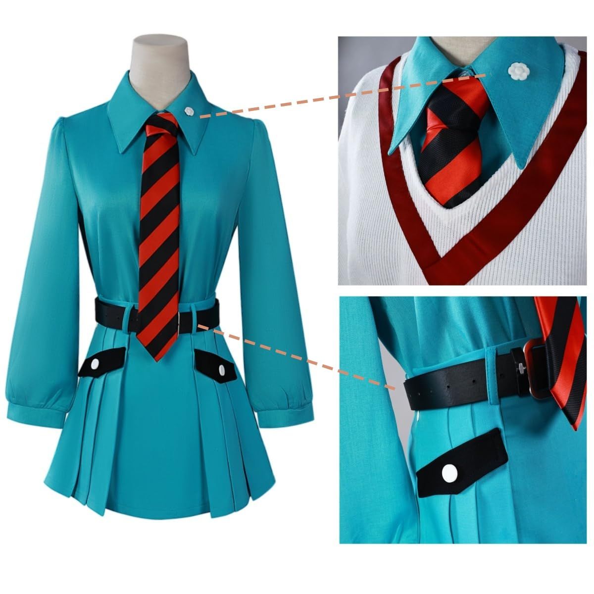 ZOMOZO ウィッグ付き アマテ ユズリハ マチュ コスプレ ニャアン コスチューム服 仮装 ハロウィン クリスマス コスチューム Cosplay アニメ 祭り 学園祭 文化祭 漫遊展