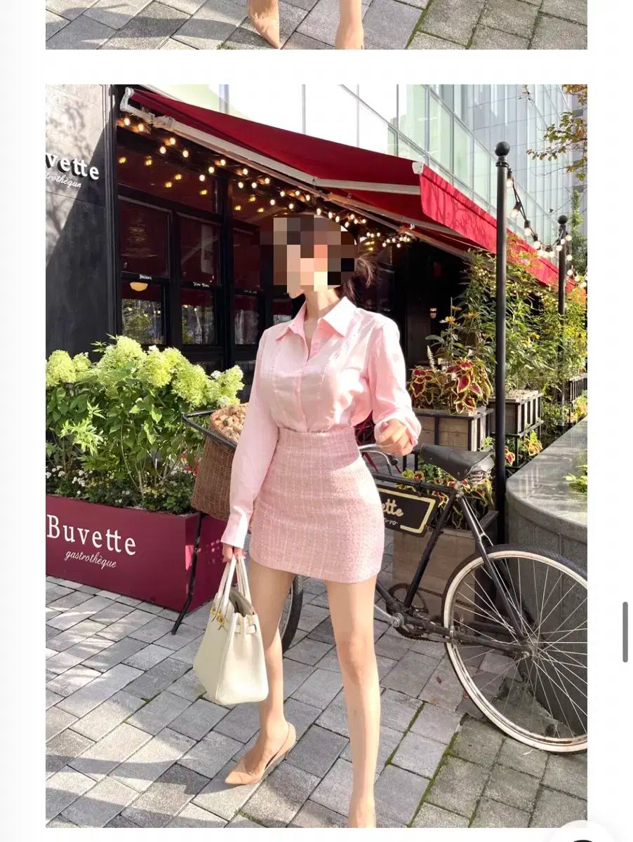 ピンク シャツ ツイード ミニ スカート セットアップ