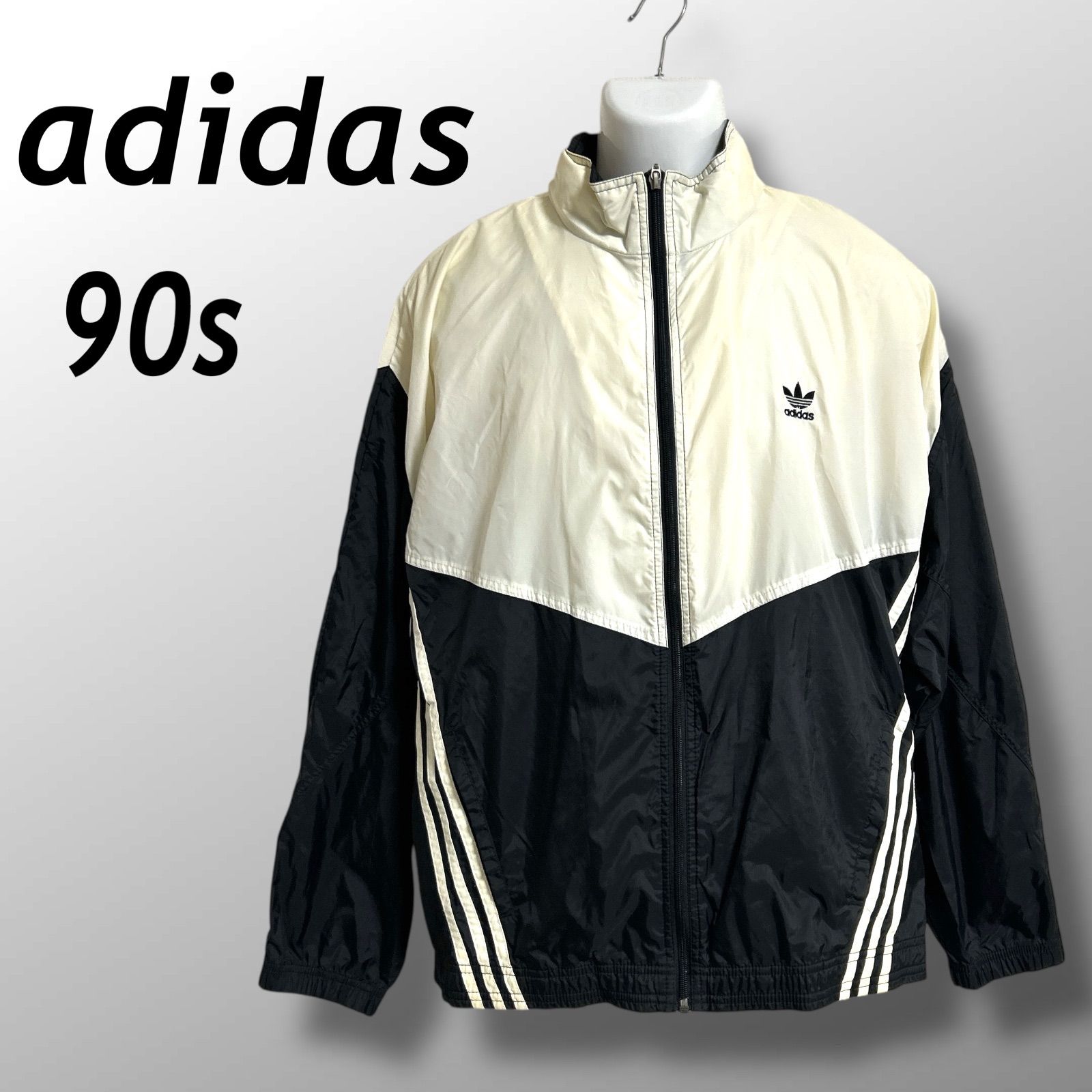 adidas ジップアップジャケット アイボリー/ブラック 本物ファッション
