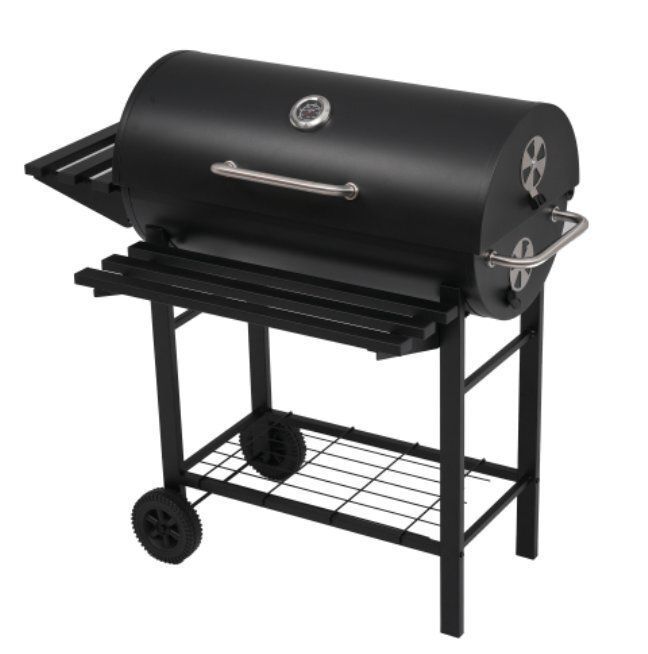 バーベキューコンロ 焼き網 温度計 多用棚板 8-12人用 燻製 温度計で検温 BBQコンロ バレル式 バーベキュースタンド BBQスタンド バー