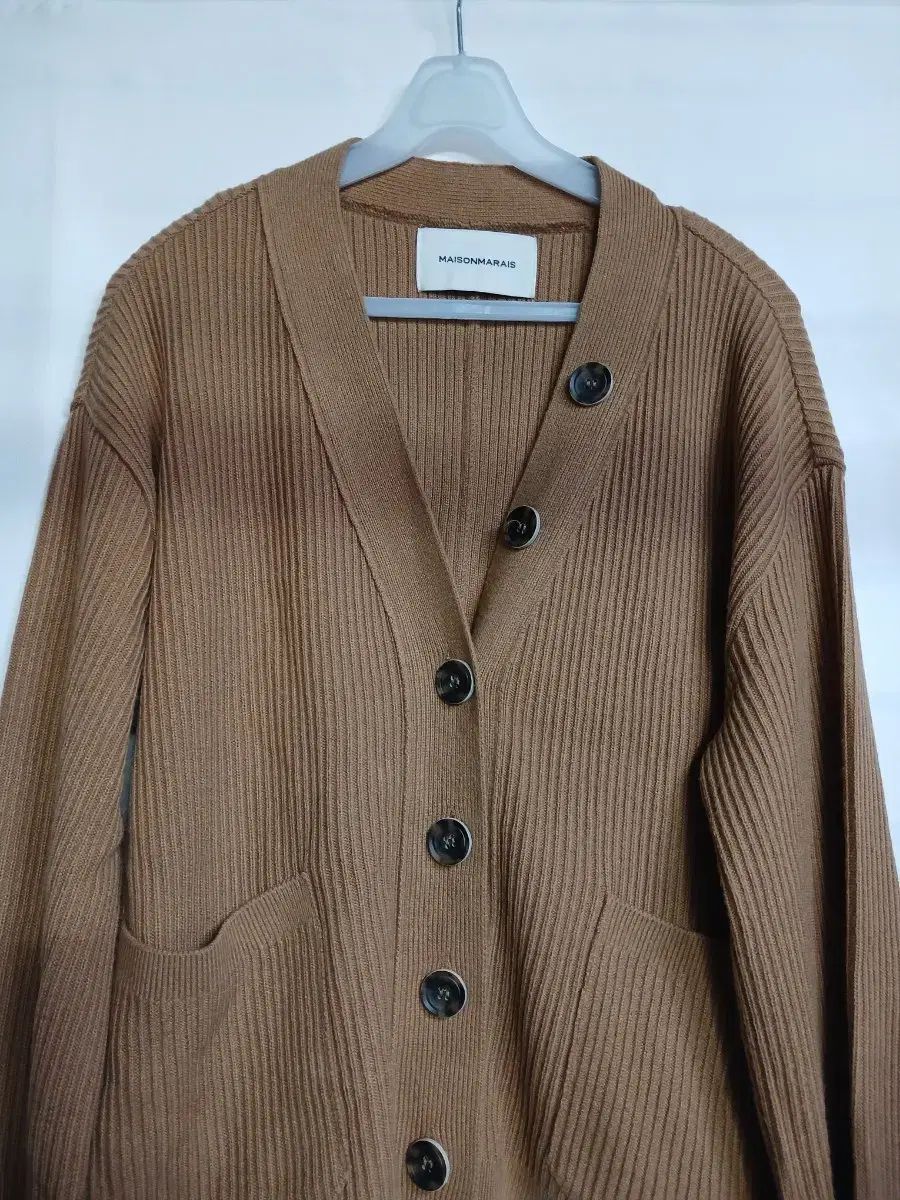 メゾン麻ブラウンゴージカーディガン