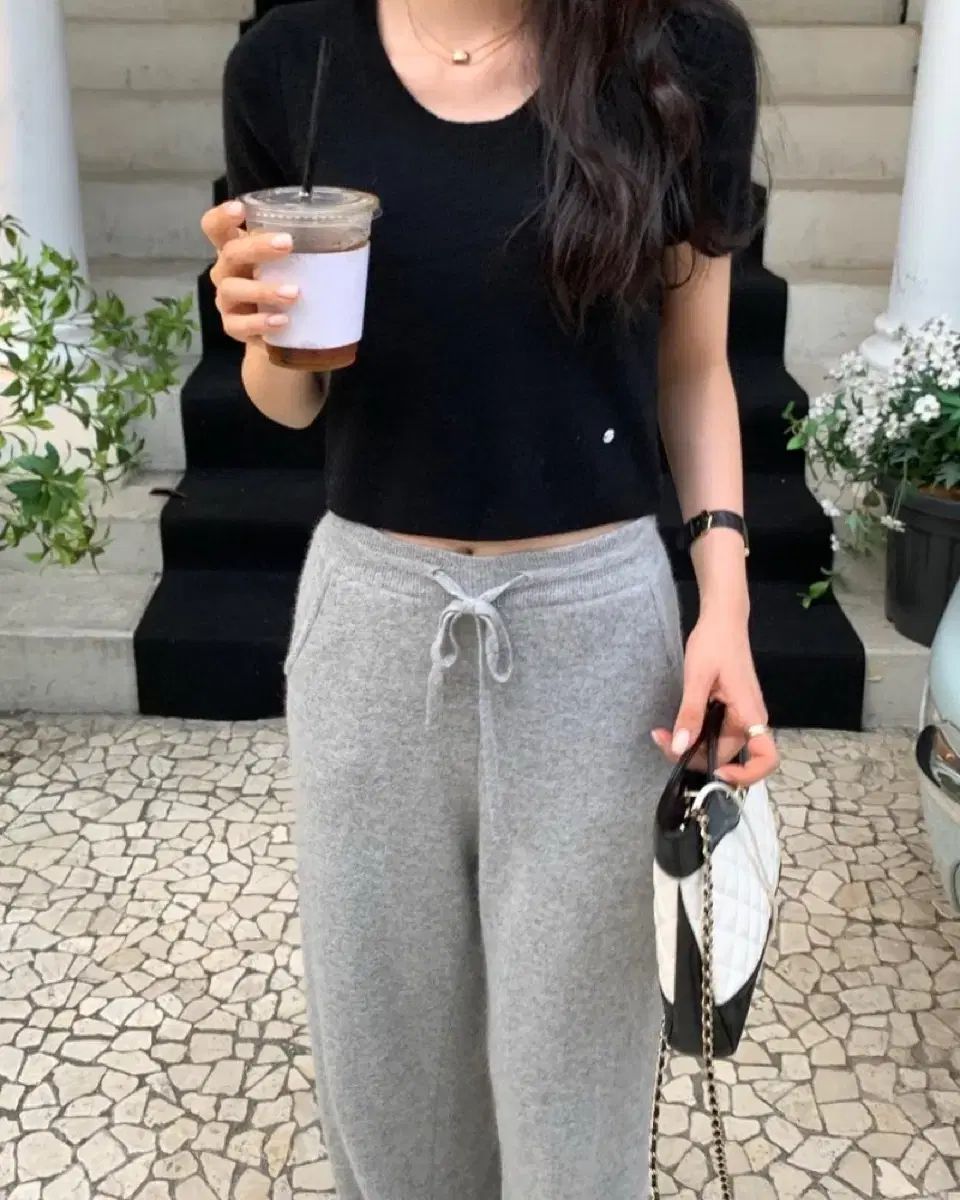 Le Plein カシミア ニートパンツ ショート グレー