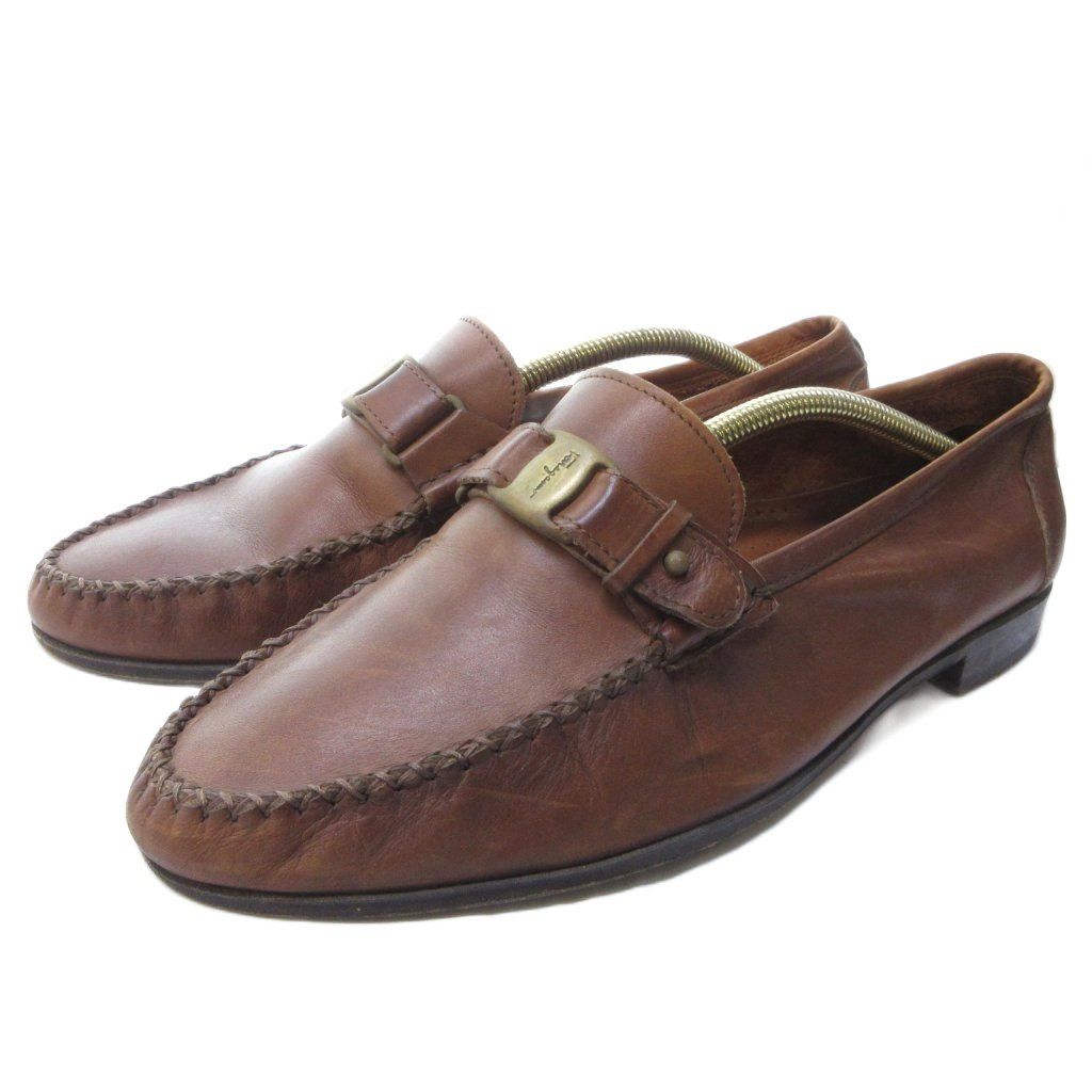 サルヴァトーレフェラガモ Salvatore Ferragamo ヴァラリボン レザー ローファー ビジネスシューズ ラウンドトゥ 茶 ブラウン 約27cm IBO81