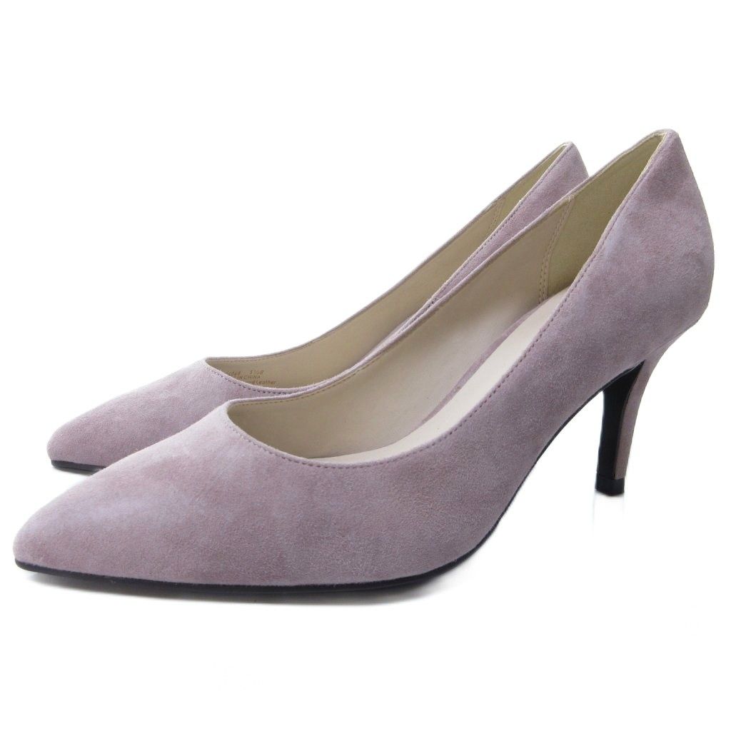 コールハーン COLE HAAN スエード パンプス ポインテッドトゥ ヒール 紫 パープル 約22.5cm IBO81