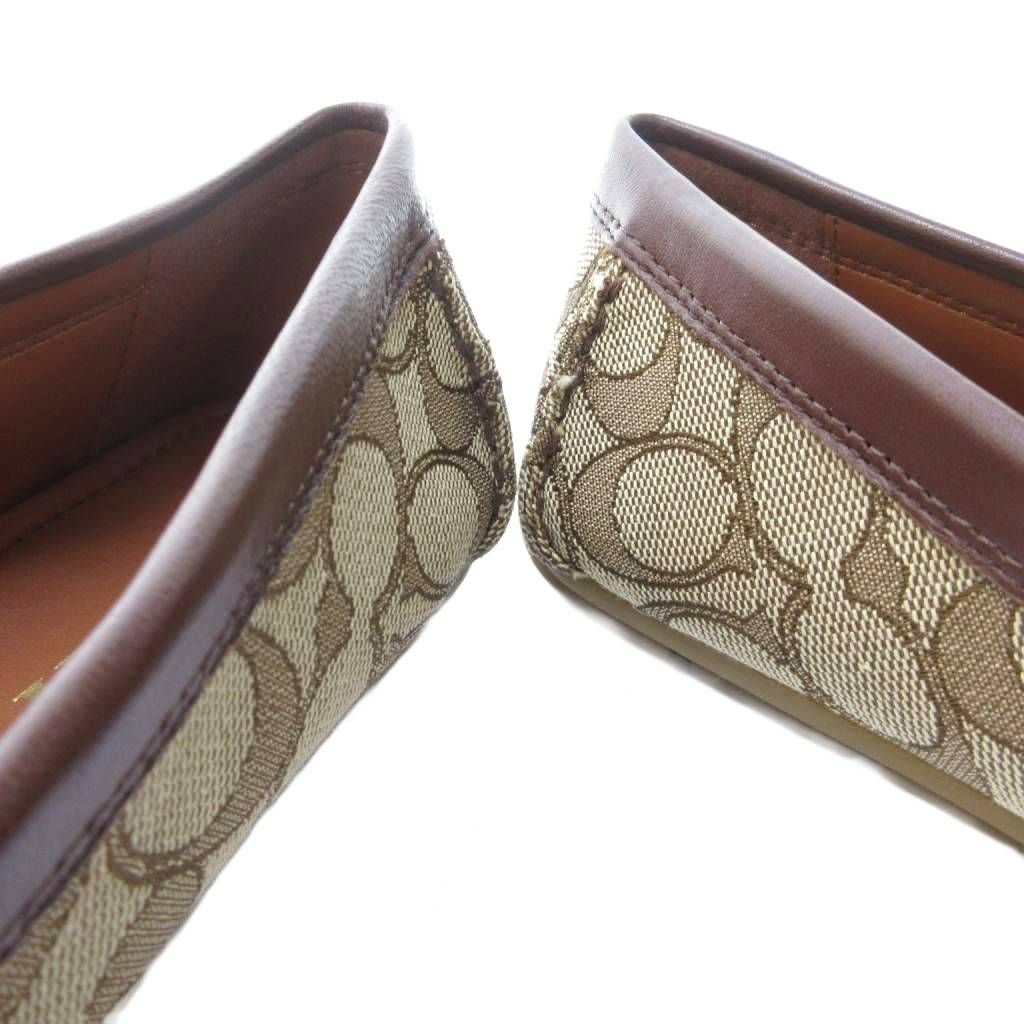  コーチ COACH モナドライバーシグネチャー ローファー フラットシューズ スクエアトゥ ベージュ 約24 cm IBO 81 ローファー 革靴 靴