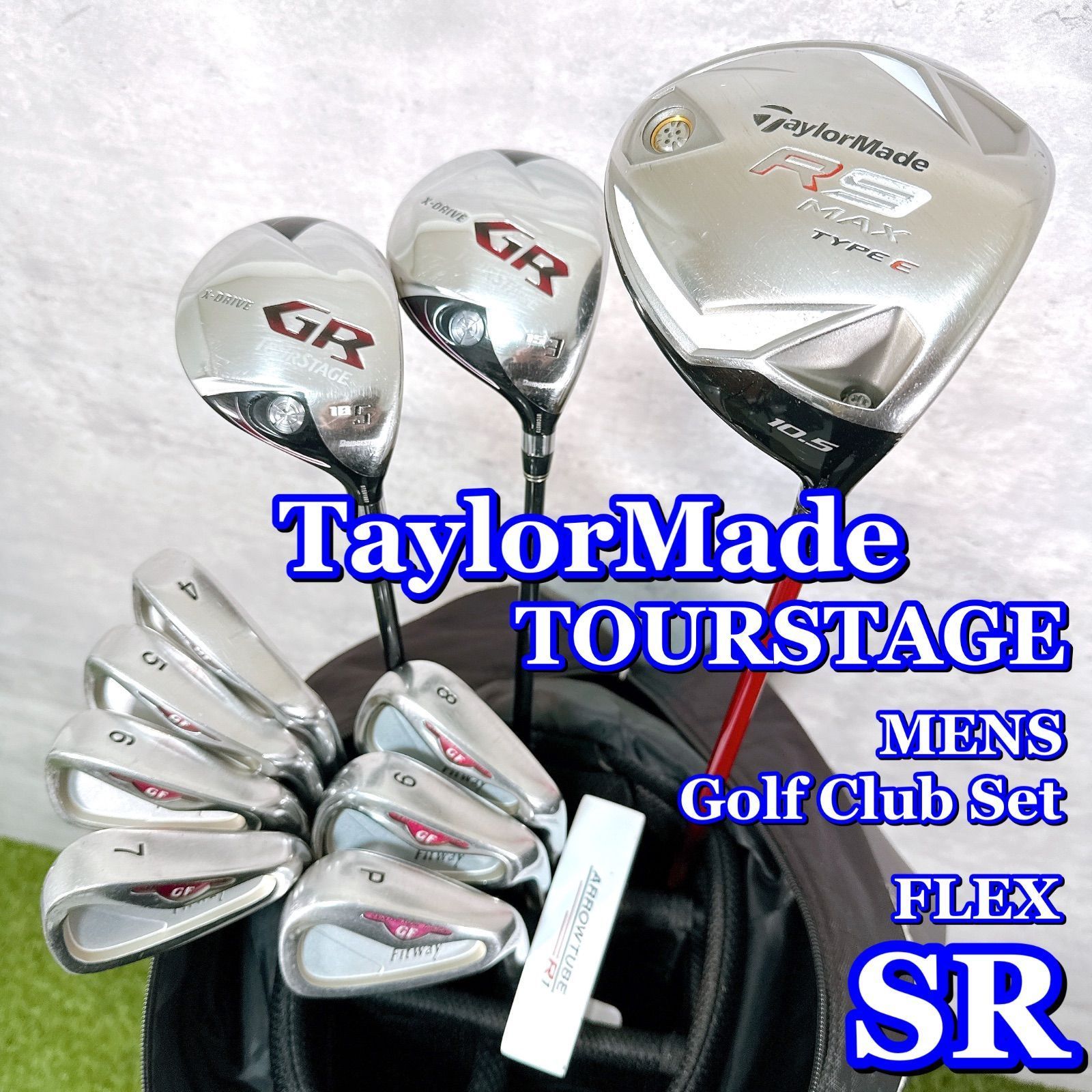 ゴルフクラブセット メンズ TaylorMade テーラーメイド TOURSTAGE ツアーステージ フルセット 11本 キャディバッグ付き フレックスSR 男性 右利き K130