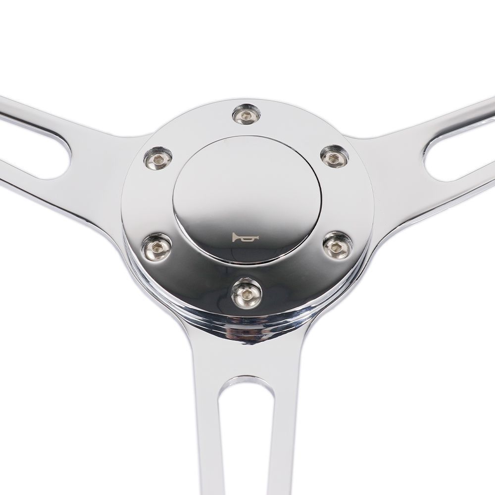 自動車用 黒 ウッド金属3スポークステアリング本体15インチ380cm