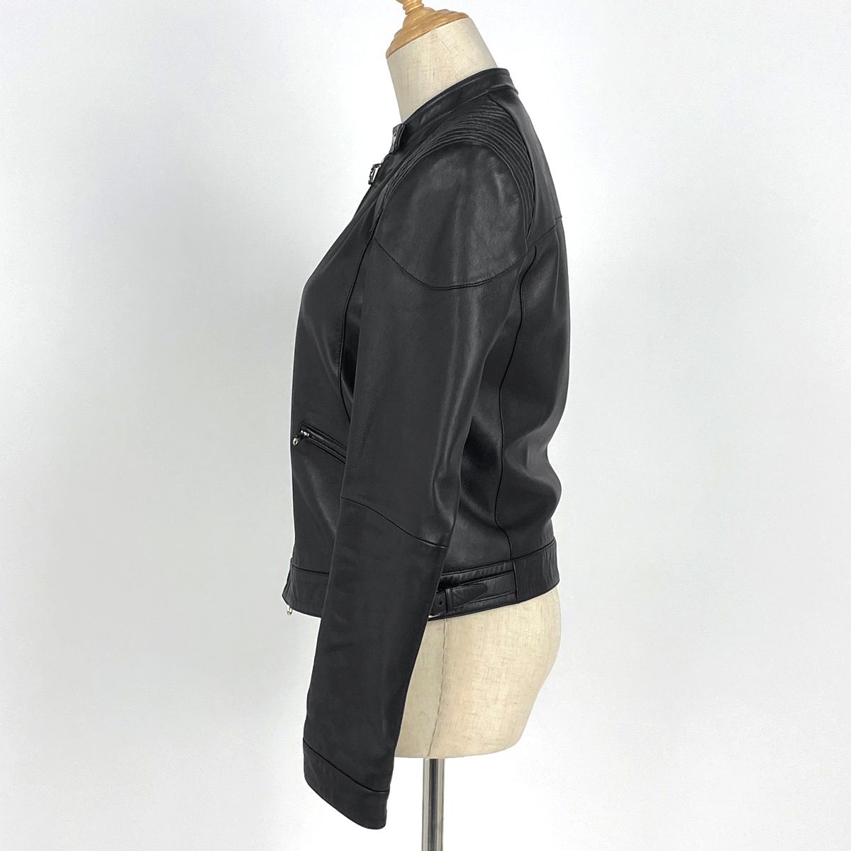 ロエベ LOEWE ロゴ ライダースジャケット アナグラム アウター ライダースジャケット 羊革 ブラック レディース