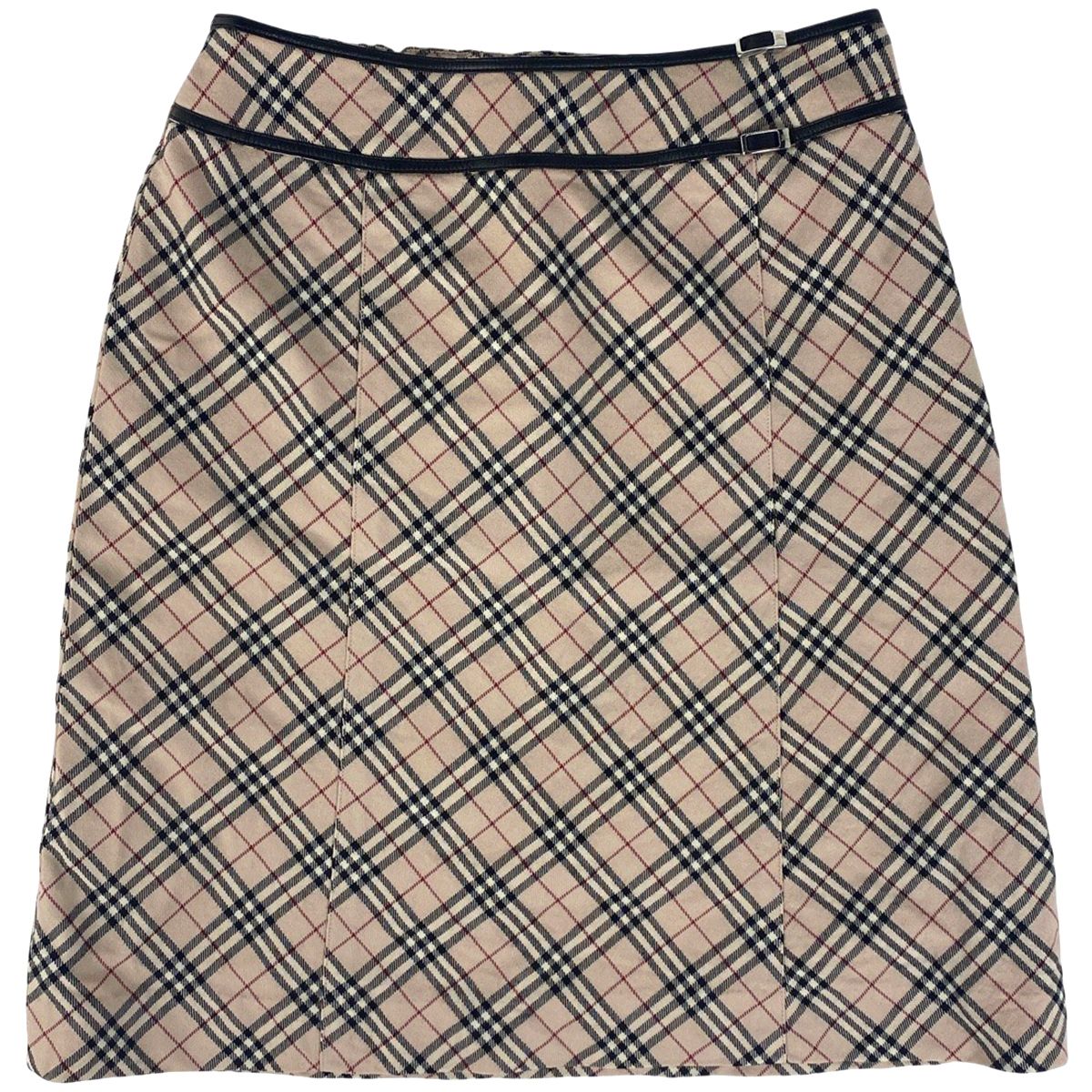 バーバリー BURBERRY チェック柄 スカート ミディ丈 膝丈 スカート スカート 毛 ナイロン ポリウレタン ベージュ ブラック レッド レディース