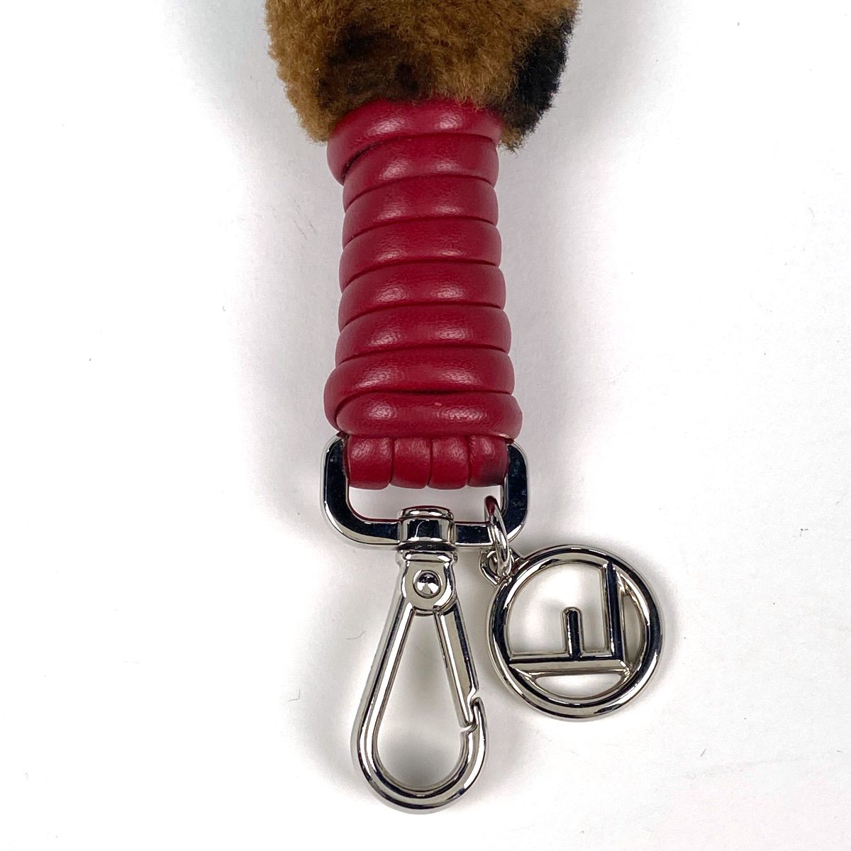 フェンディ FENDI ズッカ柄 ショルダーストラップ 肩掛け ショルダーストラップ ファブリック レザー ブラウン レッド レディース