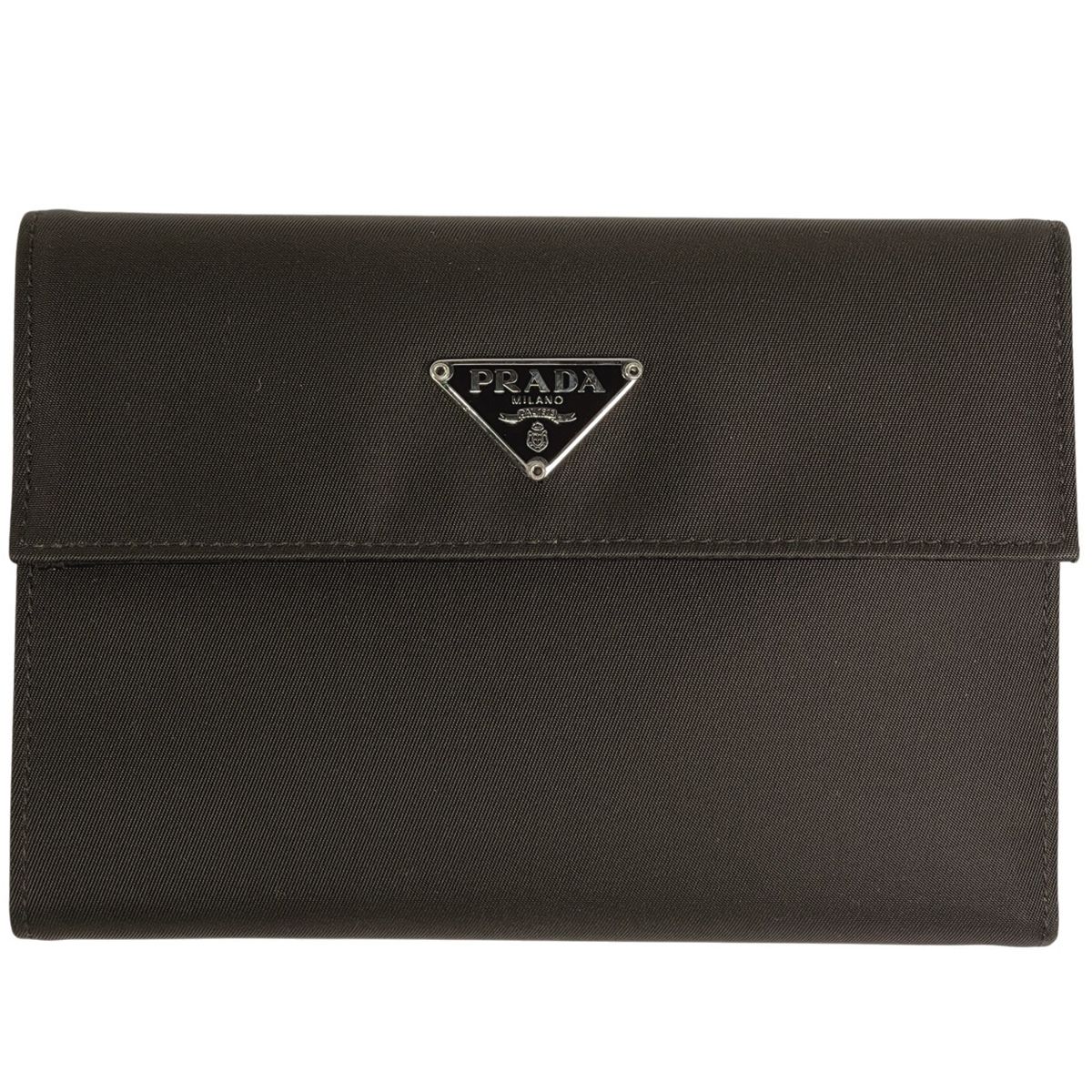 プラダ PRADA ロゴプレート 三つ折り財布 小銭入れ 札入れ 三つ折り財布 ナイロン ダークブラウン M510 レディース