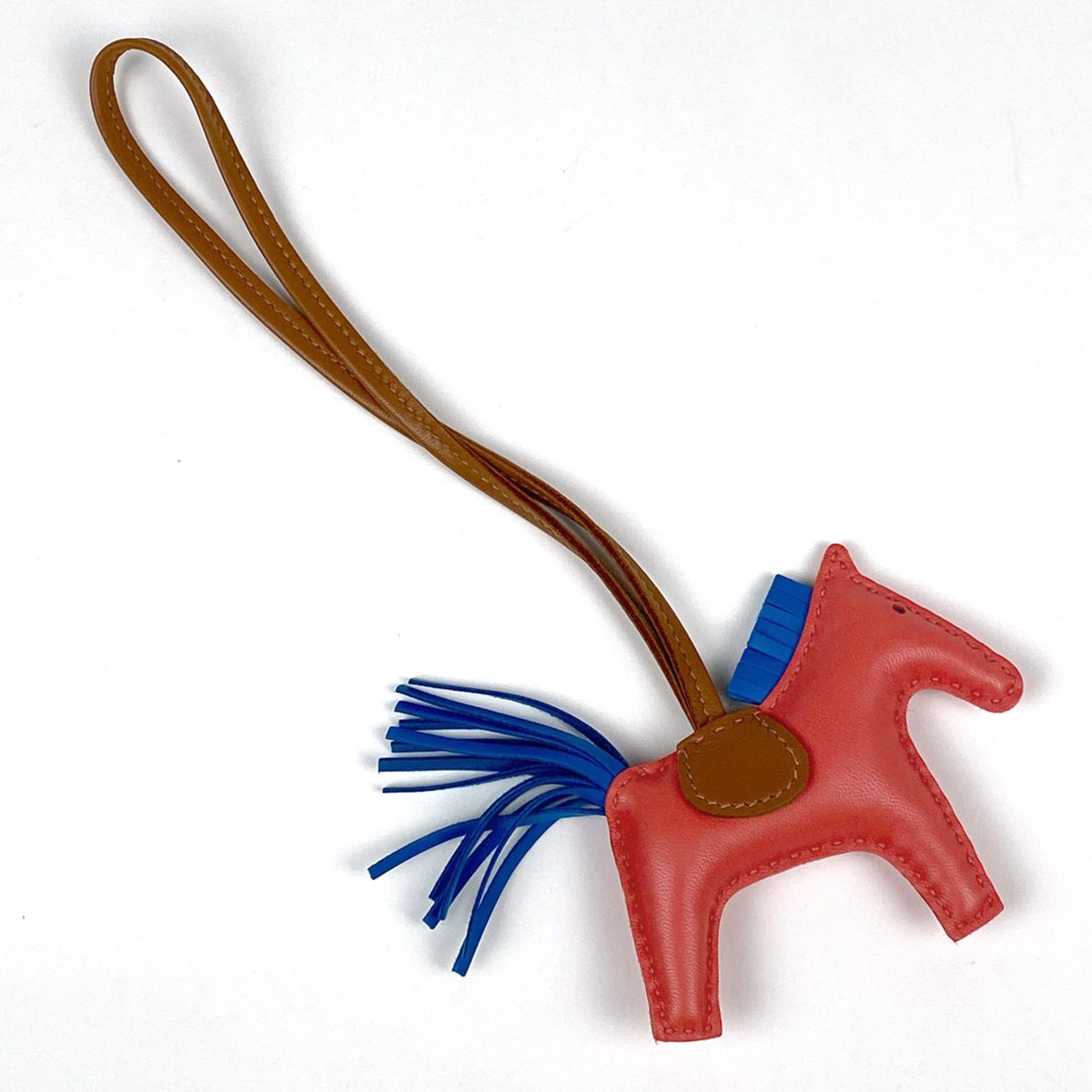 エルメス HERMES ロデオ PM ストラップ バッグチャーム レザー ブラウン ブルー レッド レディース