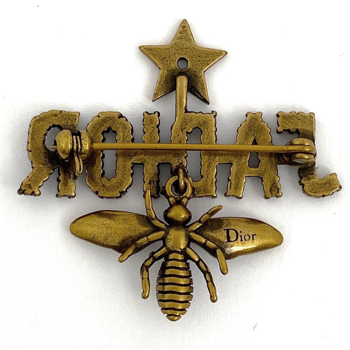 クリスチャンディオール Christian Dior ビーモチーフ ラインストーン ブローチ ジャディオール スター 蜂モチーフ スイング ブローチ GP ゴールド レディース