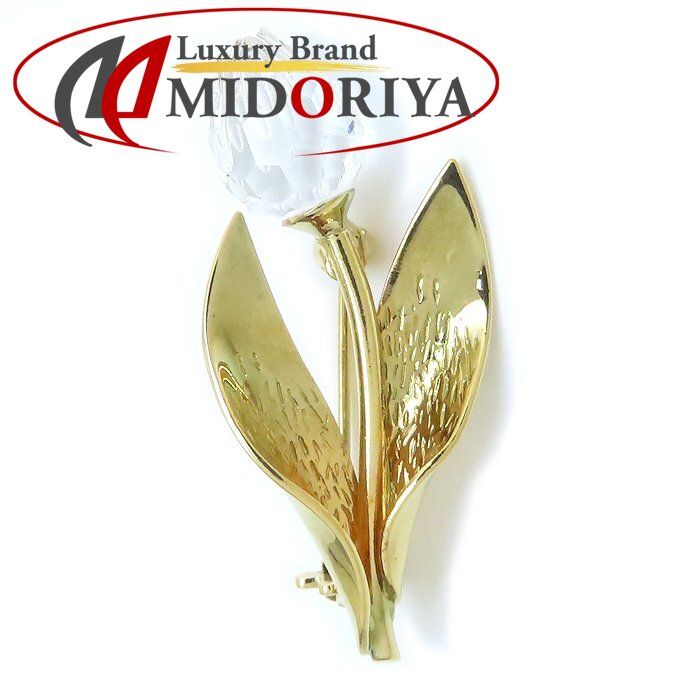 SWAROVSKI スワロフスキー チューリップモチーフ ブローチ GP ゴールド