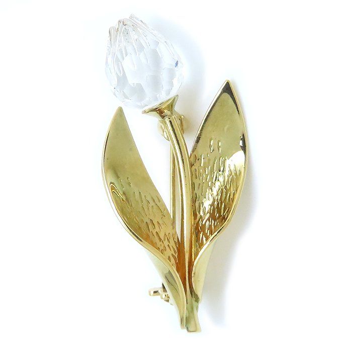 SWAROVSKI スワロフスキー チューリップモチーフ ブローチ GP ゴールド