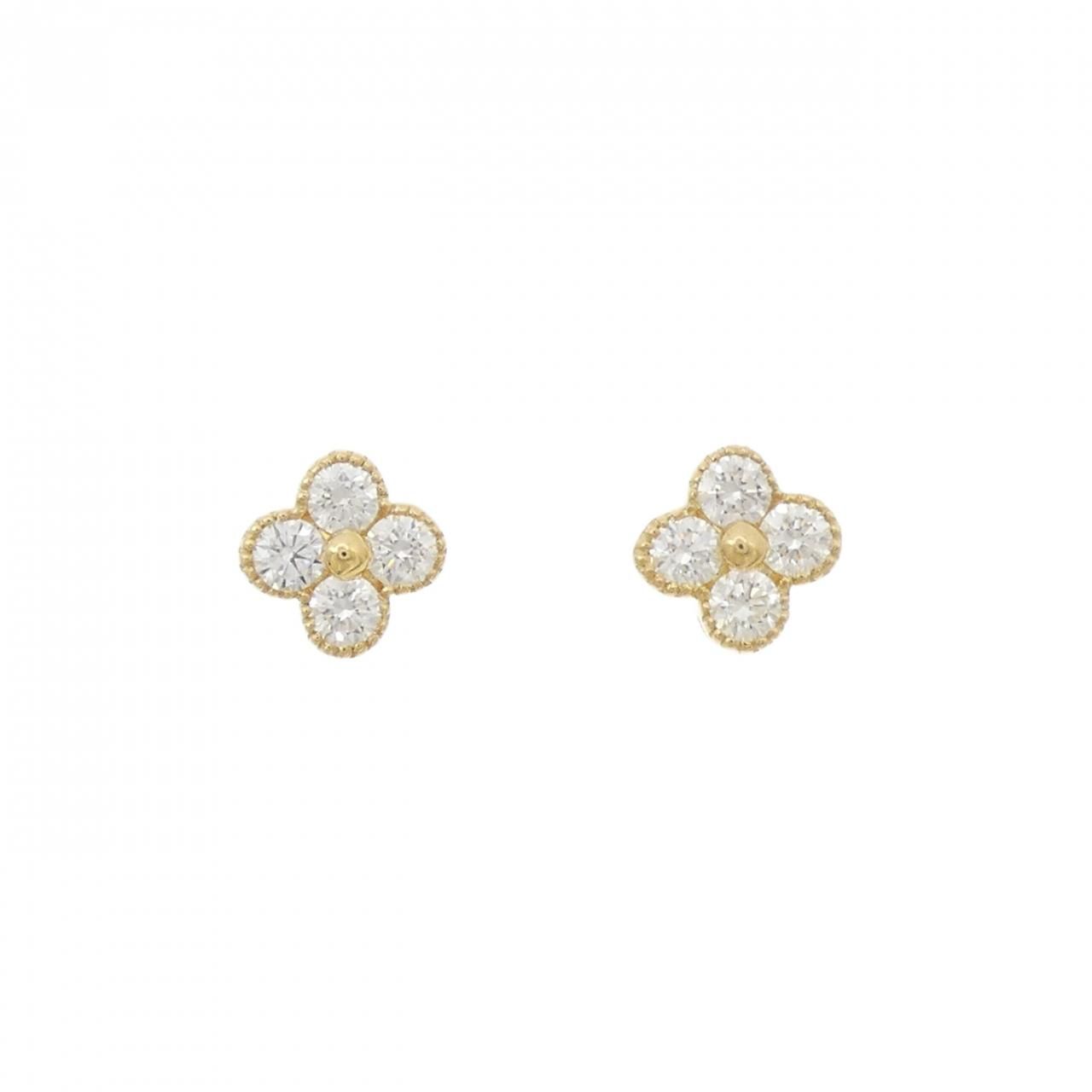 K 18 YG フラワー ダイヤモンド ピアス 0.507 CT