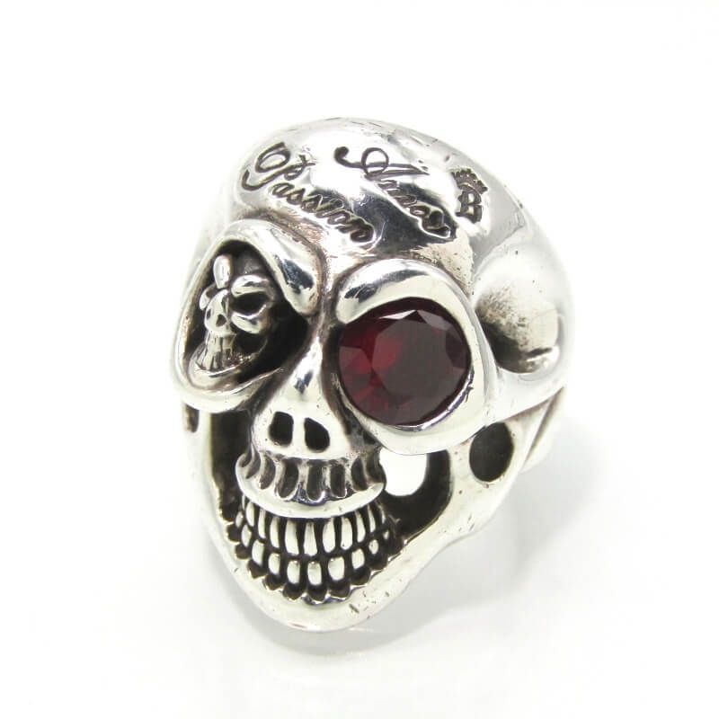 BILL WALL LEATHER ビルウォールレザー リング Medium Master Skull Ring マスタースカル スカルアイ ガーネット SV925 20号 28009691