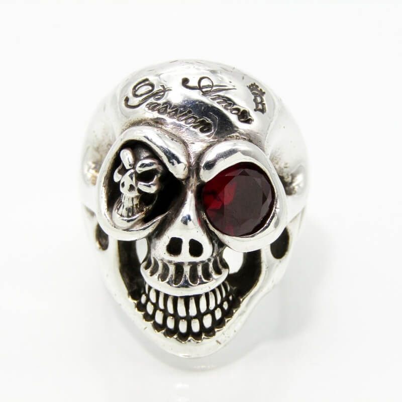 BILL WALL LEATHER ビルウォールレザー リング Medium Master Skull Ring マスタースカル スカルアイ ガーネット SV925 20号 28009691