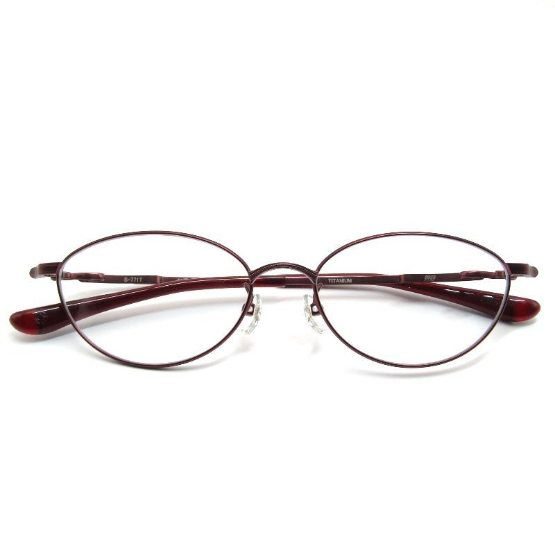 ♥ 999.9 フォーナインズ メガネフレーム S-771T 日本製 レディース オーバル S字ヒンジ 5 アカマット 61003978
