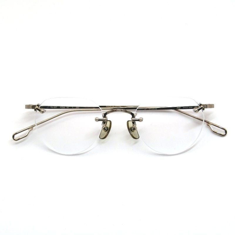 999.9 フォーナインズ メガネフレーム TW-20T 度入り 日本製 TYPE-B クラウンパント ツーポイント 1 ホワイトゴールド 61003979