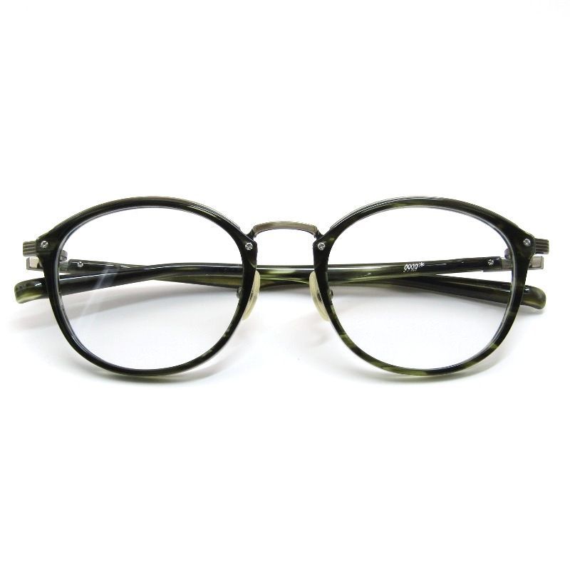 999.9 フォーナインズ メガネフレーム M-101 メタルブロウ 6943 ダークオリーブササ アンティークゴールド 61003982