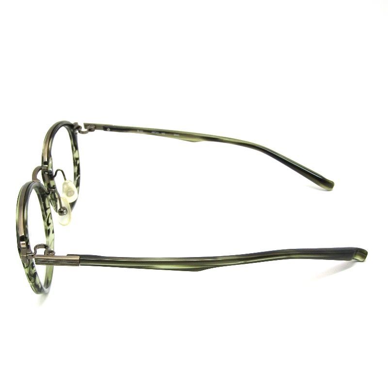 999.9 フォーナインズ メガネフレーム M-101 メタルブロウ 6943 ダークオリーブササ アンティークゴールド