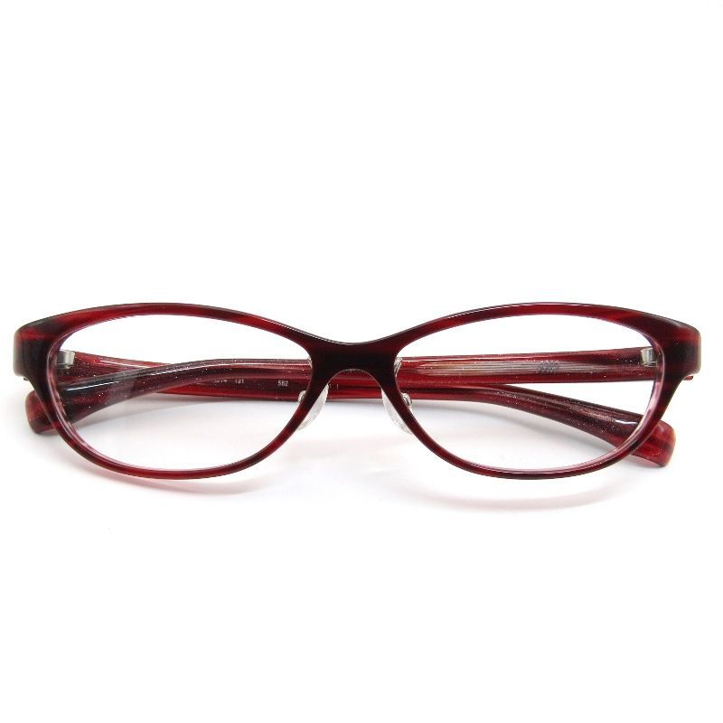 999.9 フォーナインズ メガネフレーム NP-24 日本製 11I|2011.9 キャッツアイ レディース 562 レッドラミネート 61003981