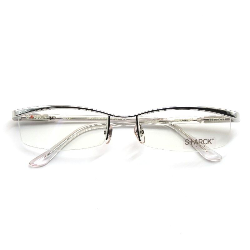 STARCK EYES スタルクアイズ メガネフレーム SH0001 0003 フランス製 メタルブロウ ハーフリム シルバー クリア 61004002