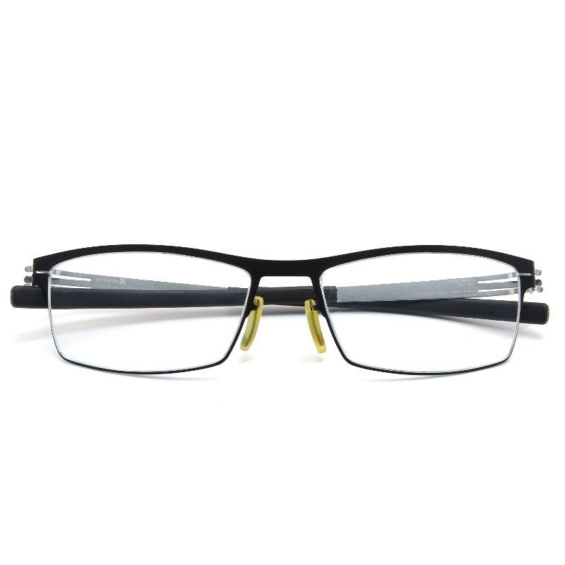 ic!berlin フォーナインズ メガネフレーム alwin c. 度入り ドイツ製 アルウィンC シートメタル スクエア black|pearl 61004003