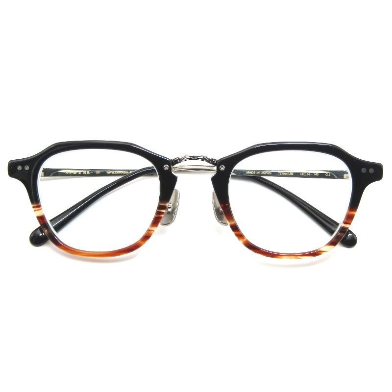 河和田 カワダ メガネフレーム 名人集 関義一-09 度入り 日本製 セキヨシカズ C6 ブラックアンバー|シルバー 61004006