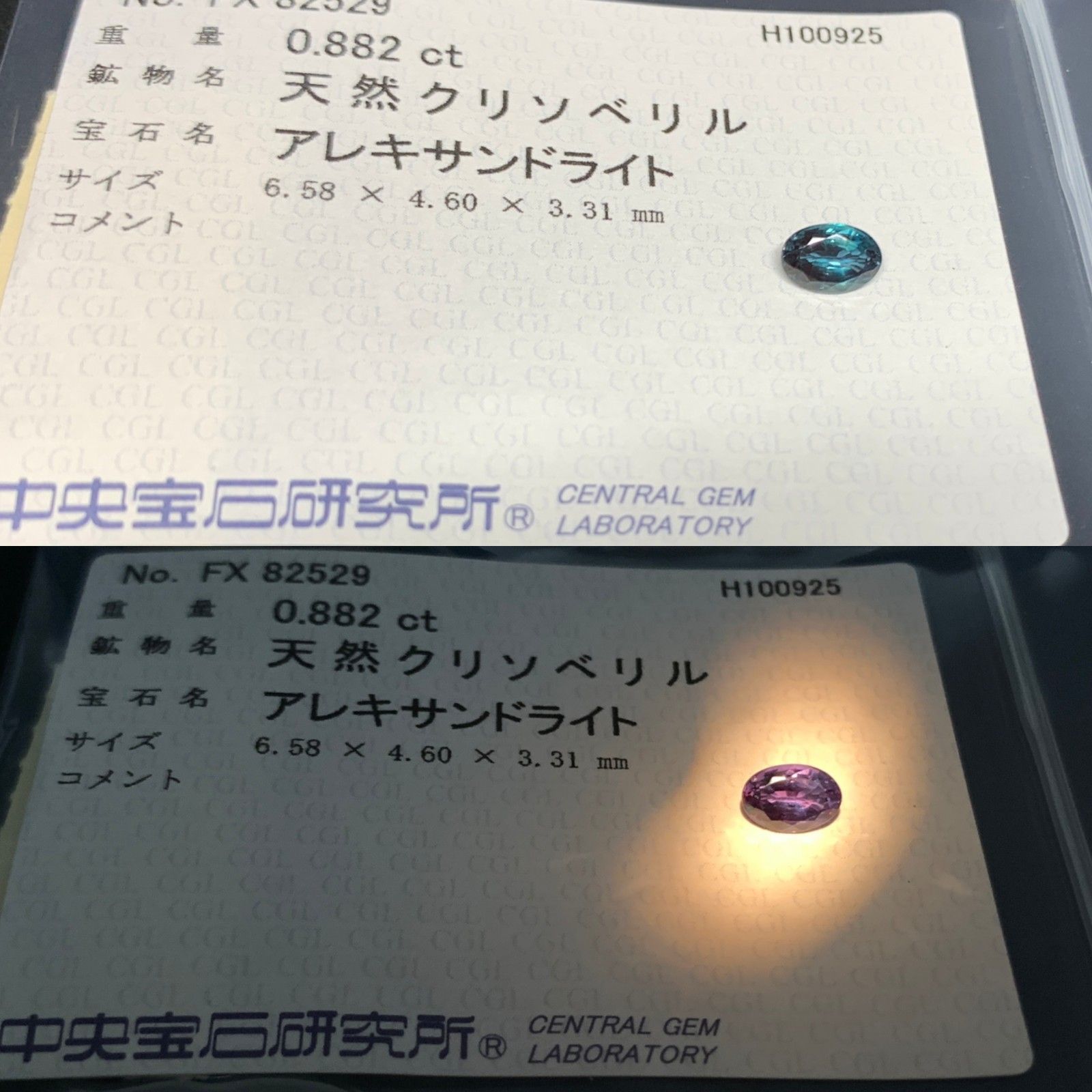 中央宝石ソーティング付き