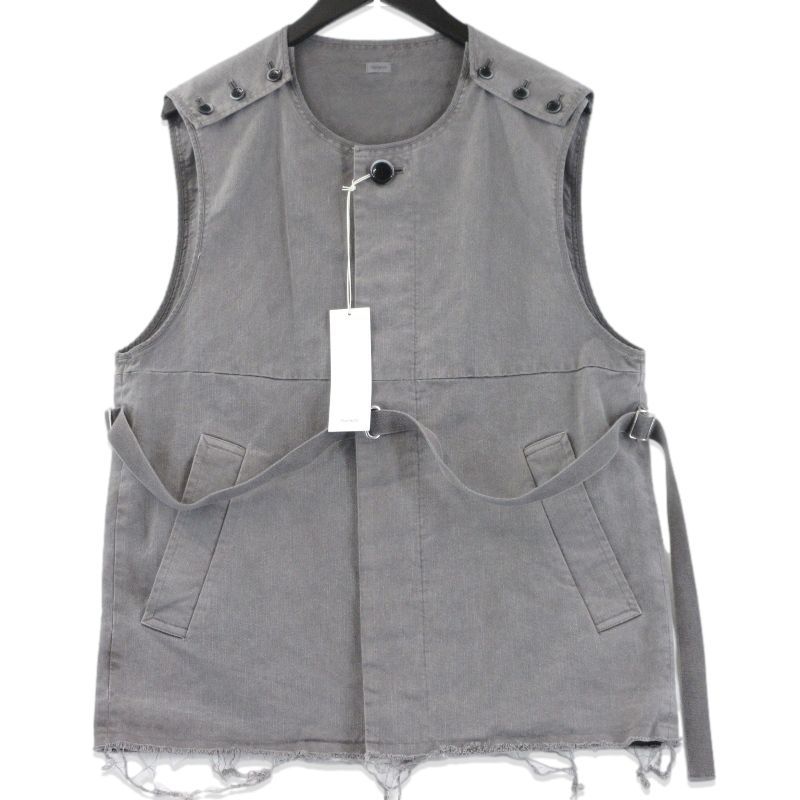 Fujimoto フジモト OVERDYED WRAP VEST FJ24F-43-001 製品染め ベスト カットオフ ブラック 黒 F 70017190