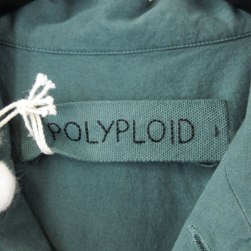 仕事 ♥ POLYPLOID ポリプロイド OPEN COLLAR SHIRT B B-5-004-040 半袖シャツ オープンカラー コットン グリーン 3 タグ付き 71013979 人気商品！