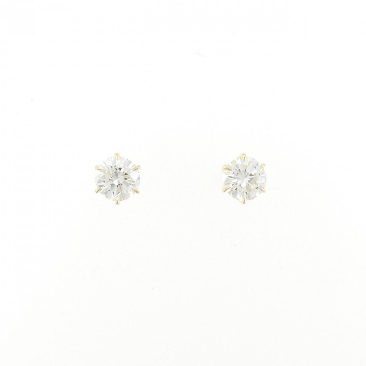 K18YG ダイヤモンド ピアス 0.530CT 0.522CT G SI1 Good