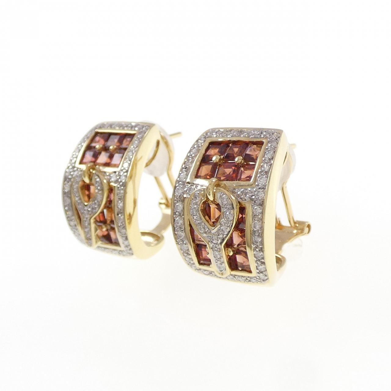 K18YG K18WG キー ガーネット ピアス 6.00CT