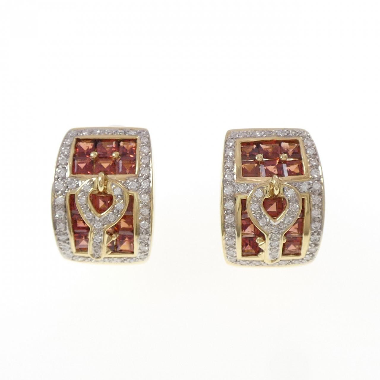 K18YG|K18WG キー ガーネット ピアス 6.00CT
