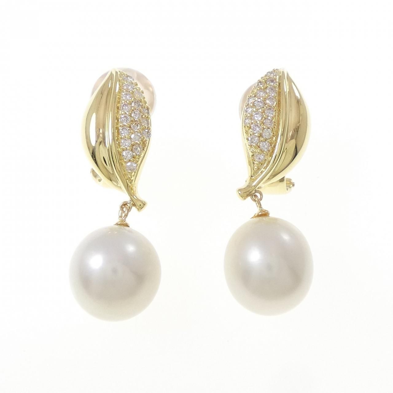 K18YG 白蝶パール ピアス イヤリング 11.2mm