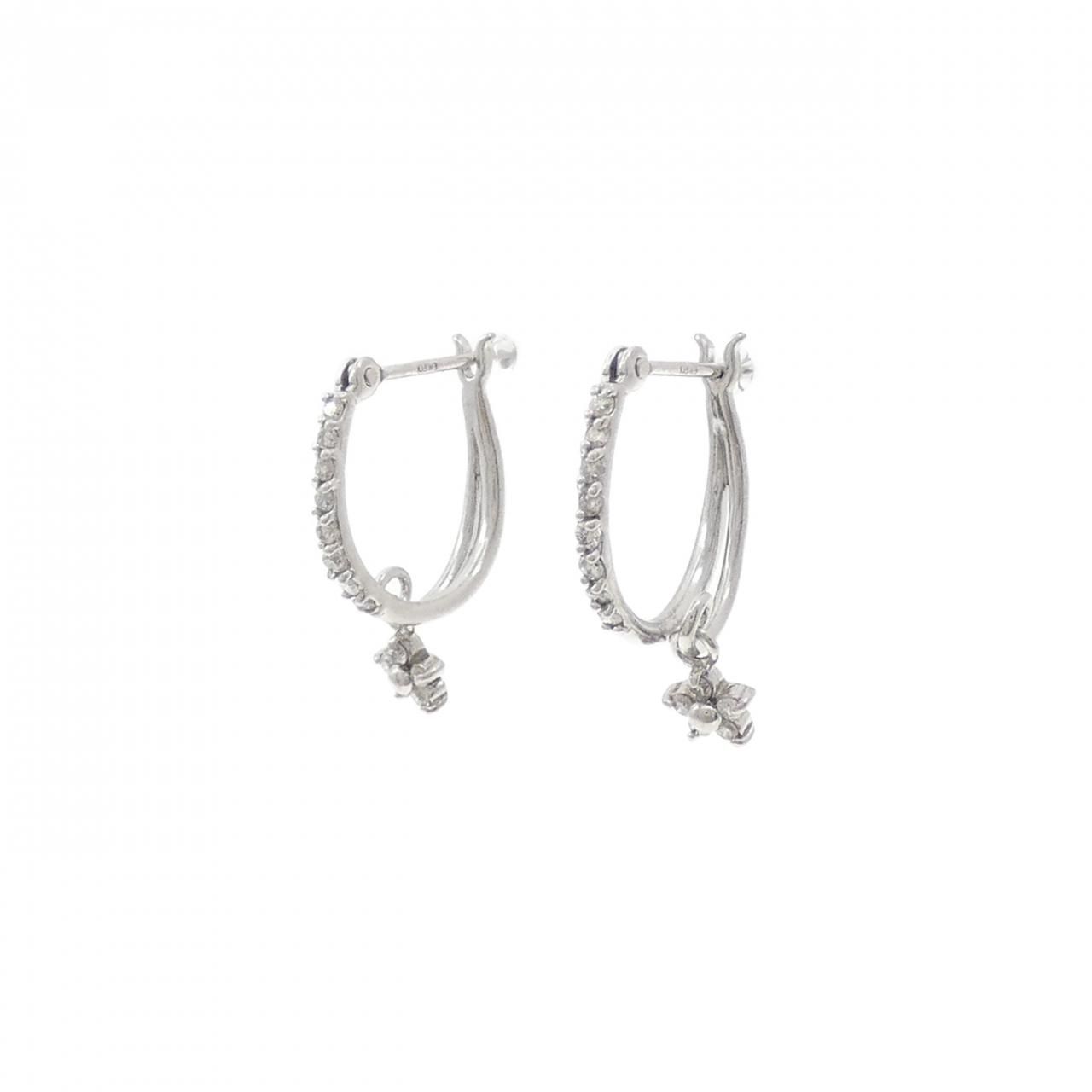 K18WG スター ダイヤモンド ピアス 0.16CT