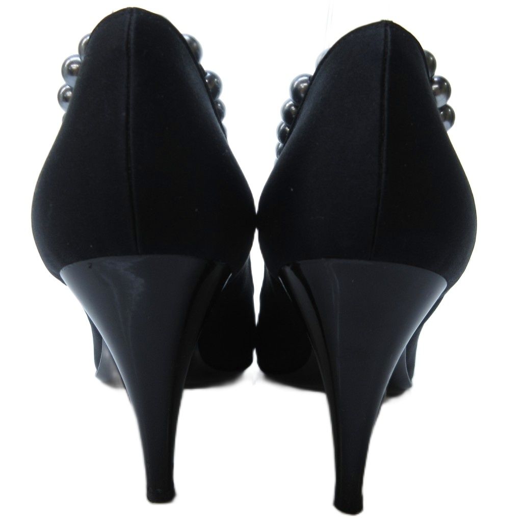  シャネル CHANEL パールストラップ パンプス ラウンドトゥ ヒール 黒 ブラック 約24 cm IBO 81 ハイヒール パンプス パンプス