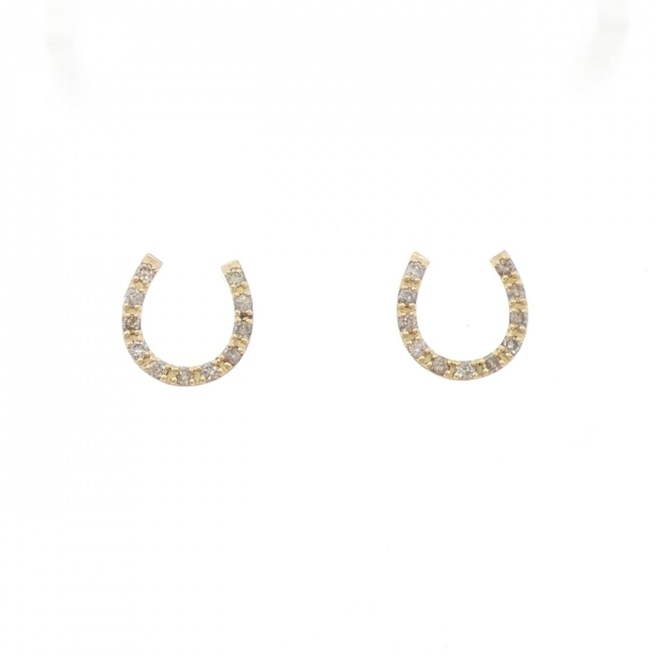 K18YG ホースシュー ダイヤモンド ピアス 0.30CT