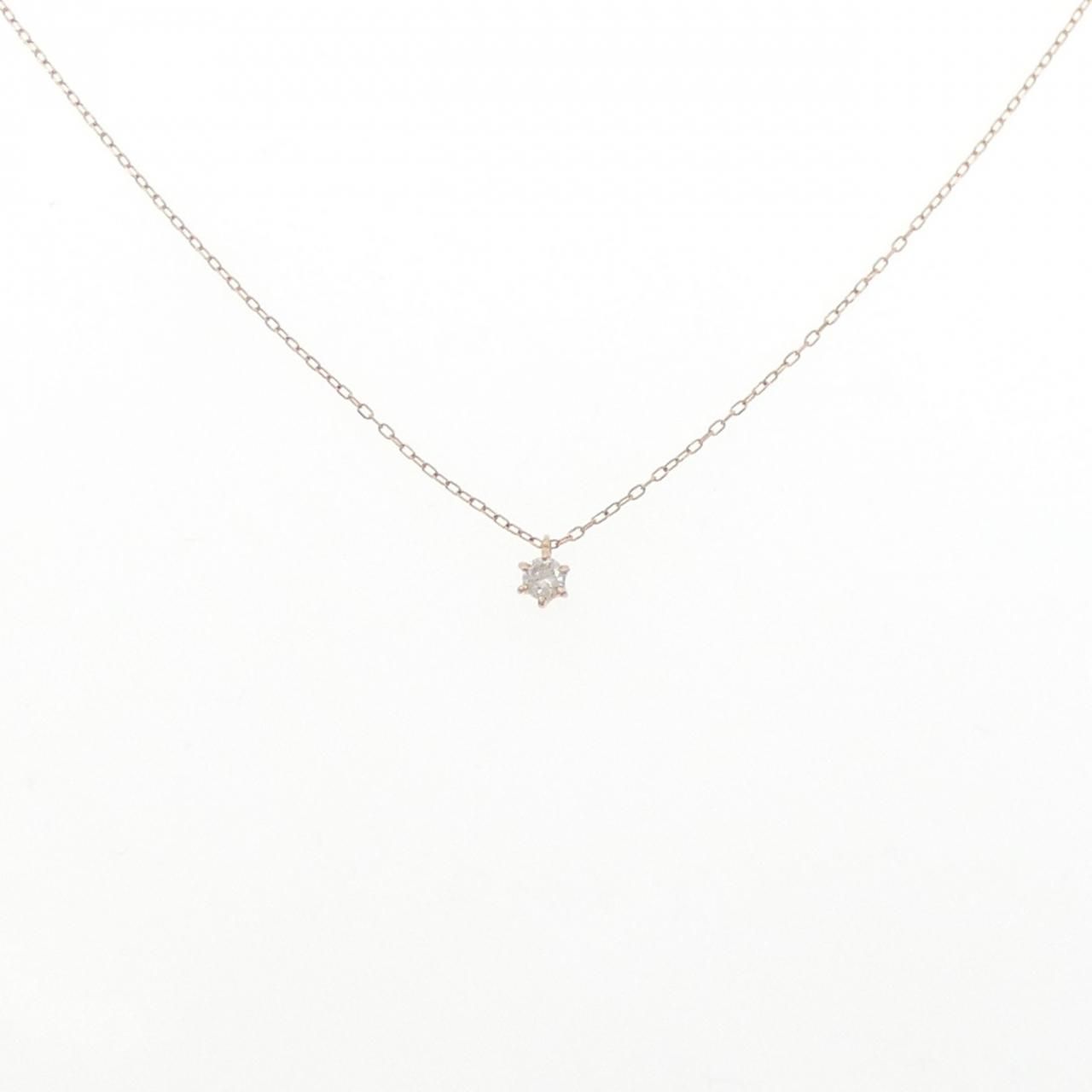 K10PG ソリティア ダイヤモンド ネックレス 0.08CT