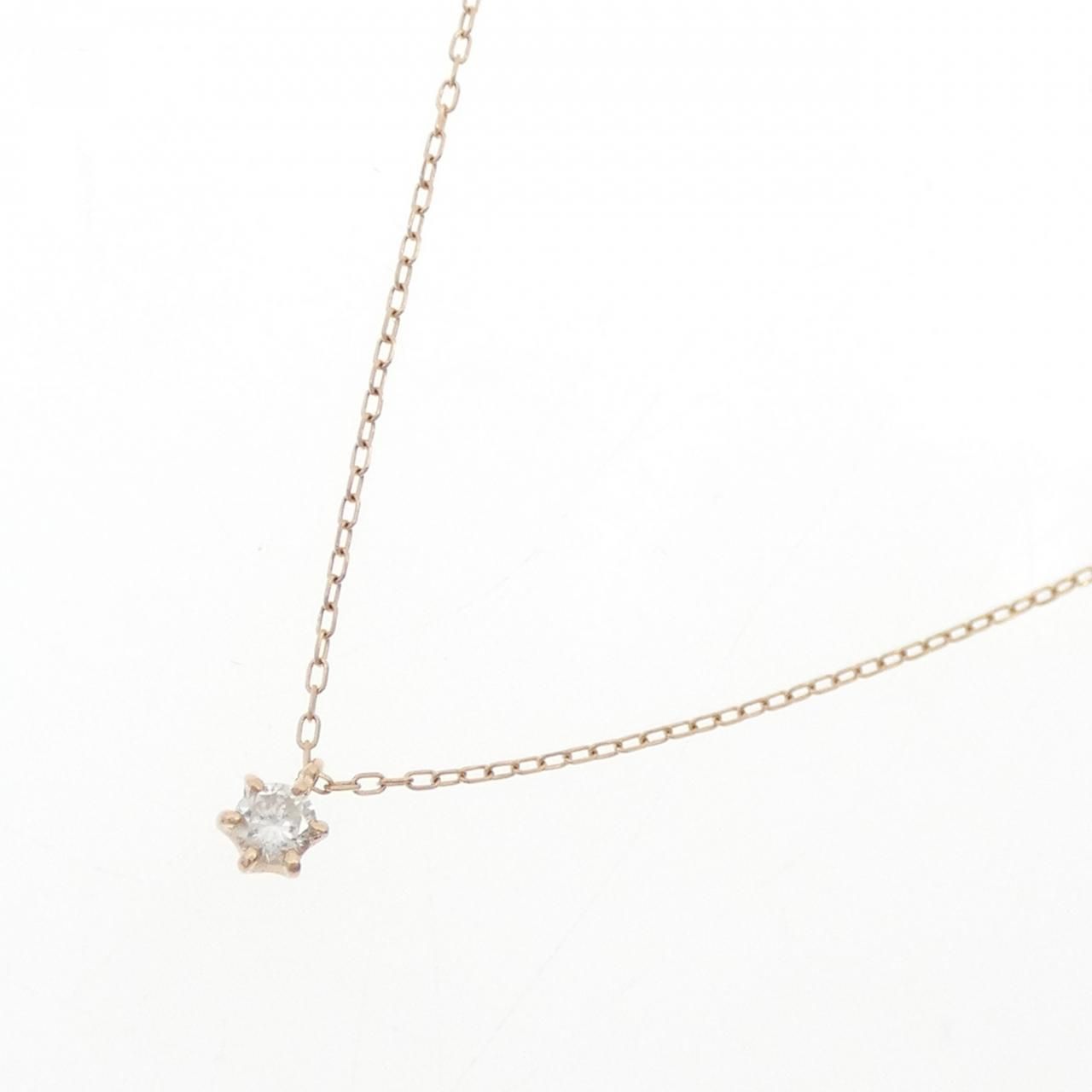 K10PG ソリティア ダイヤモンド ネックレス 0.08CT