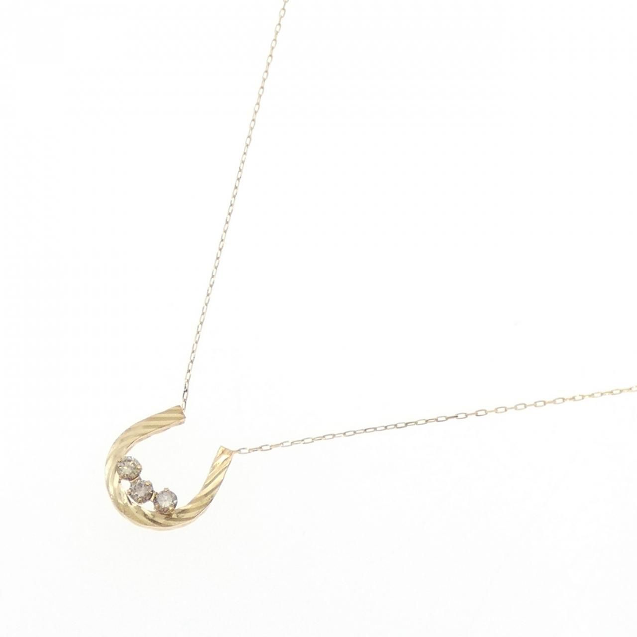 K18YG ホースシュー ダイヤモンド ネックレス 0.10CT