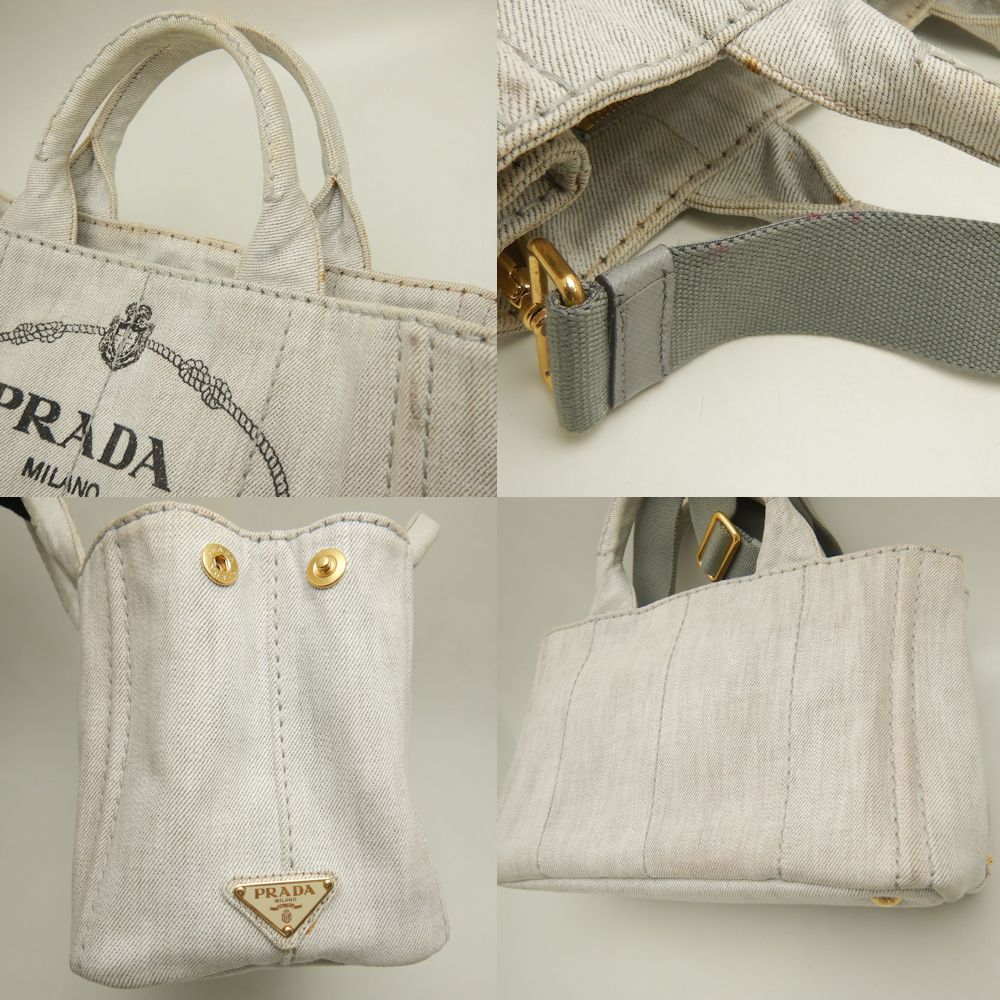 PRADA プラダ カナパ 1BG439 ハンドバッグ デニム BIANCO レディース