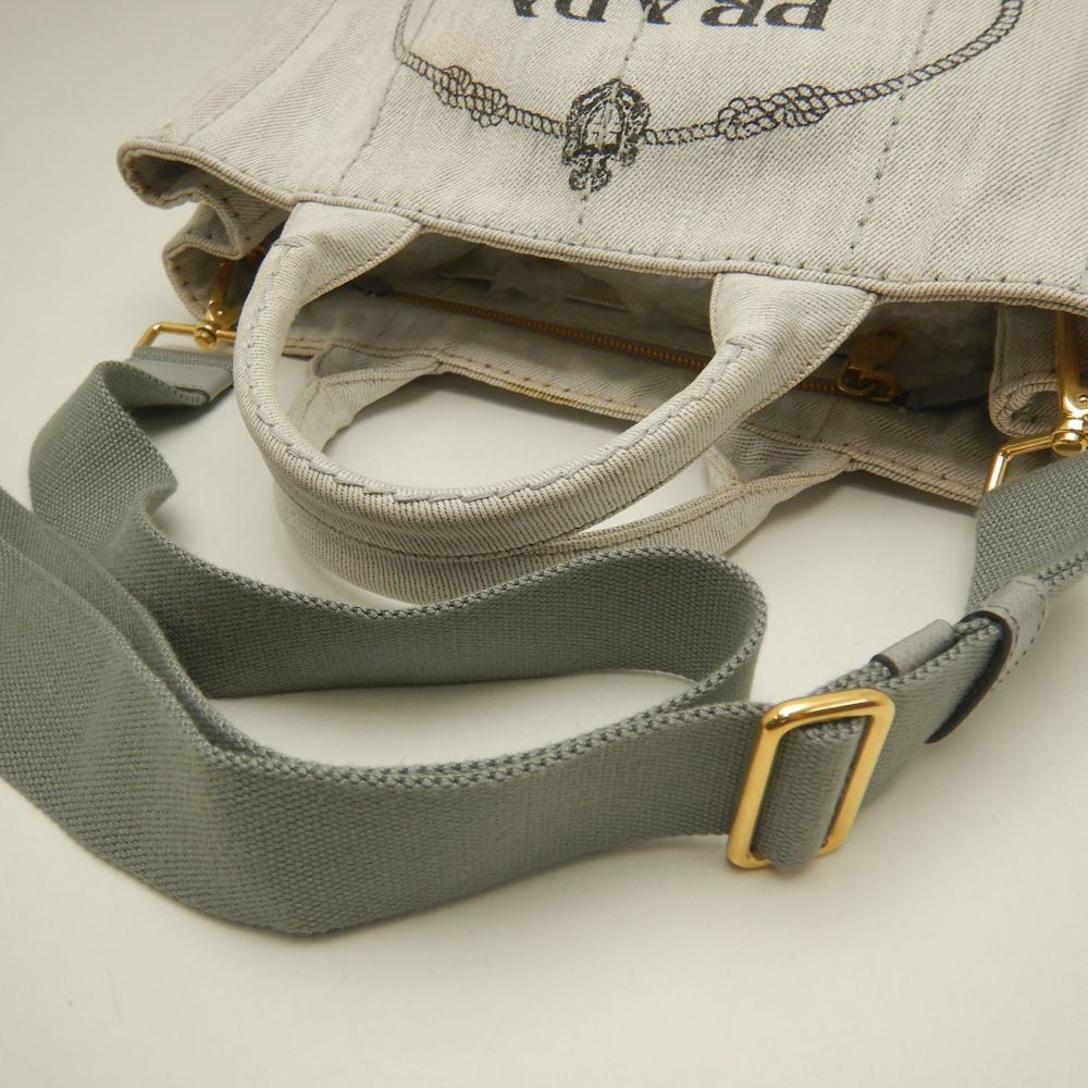 PRADA プラダ カナパ 1BG439 ハンドバッグ デニム BIANCO レディース