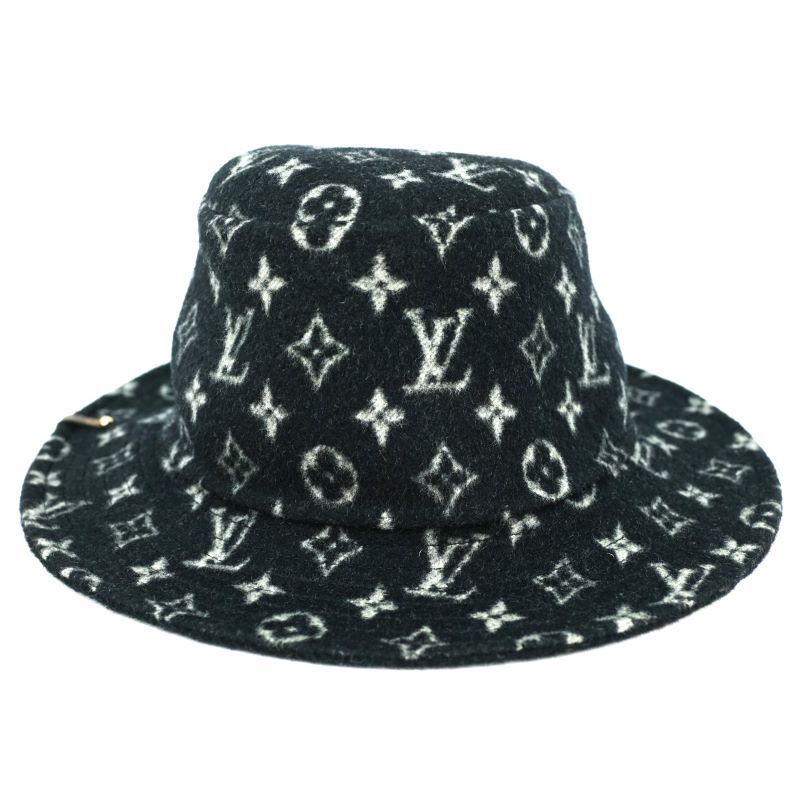LOUIS VUITTON ルイヴィトン ボブ キャリー オン モノグラム バケットハット ウール ブラック ホワイト Sサイズ リバーシブル 帽子 M75707 AL1220