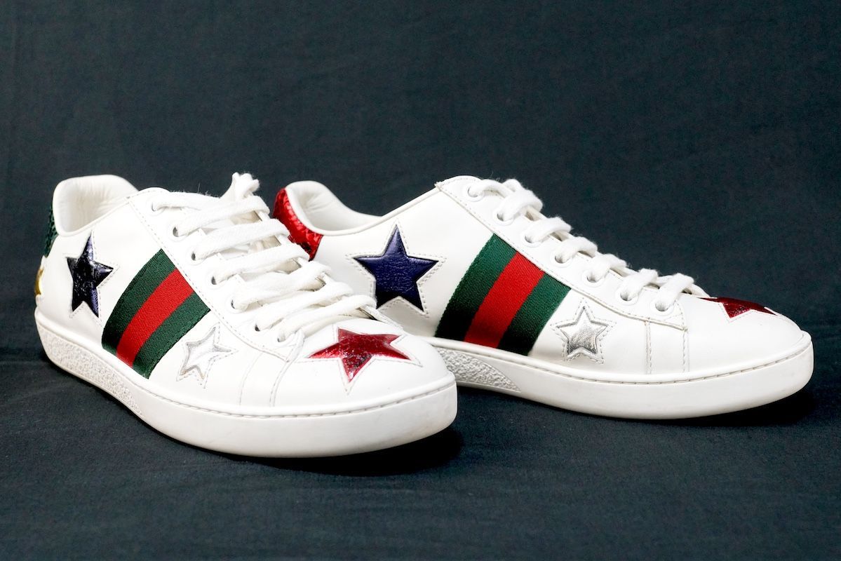 GUCCI グッチ ACE エース スター レザー スニーカー シェリーライン 35サイズ 約22cm ホワイト 454562