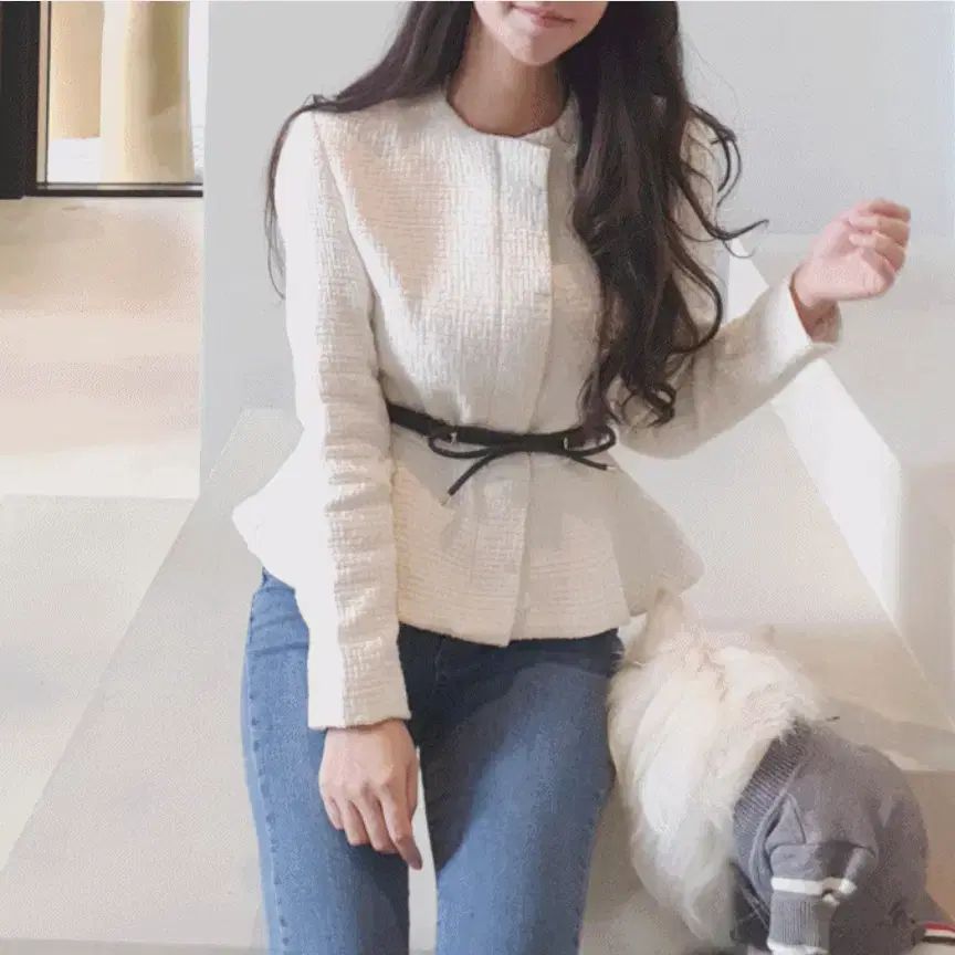 エリージェイ ellie j ぺプラム ツイードジャケット 44-44半