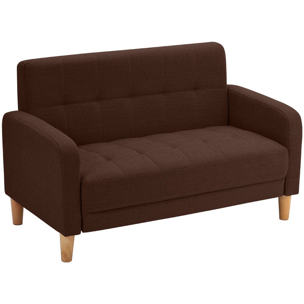ソファー 2人掛け 肘付き 天然木脚 幅約110cm 簡単組み立て 2WAY ファブリック おしゃれ 新生活 北欧スタイル ソファベッド ブラウン GC
