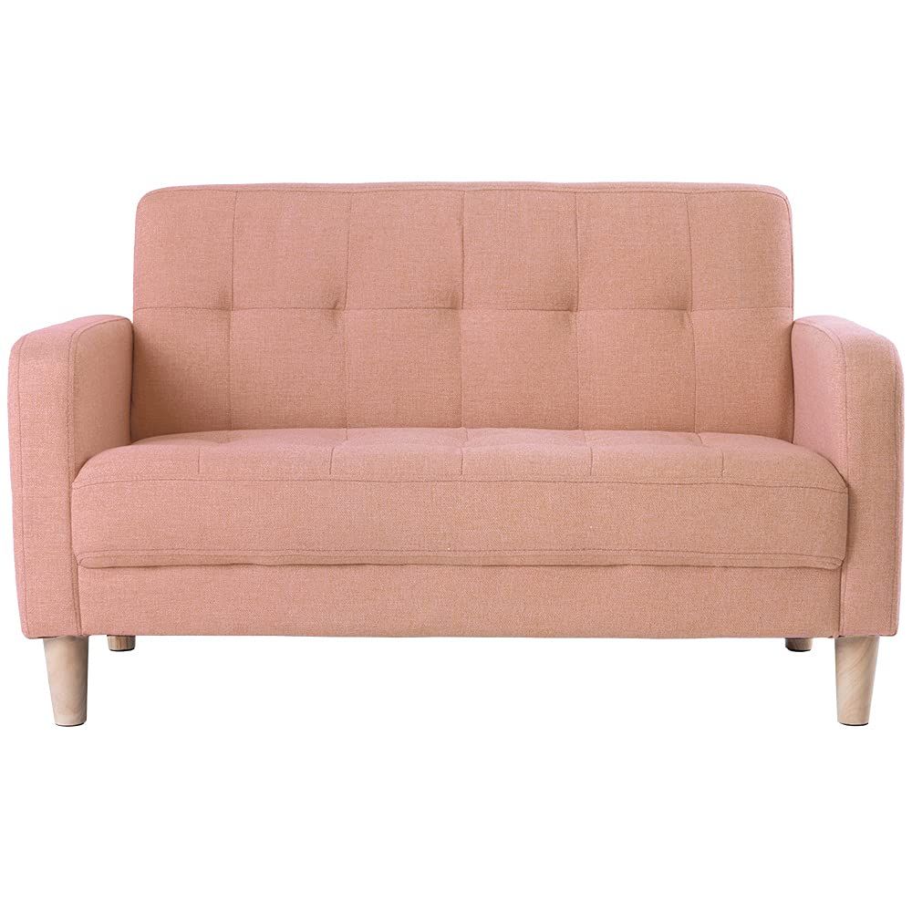 ソファー 2人掛け 肘付き 天然木脚 幅約110cm 簡単組み立て 2WAY ファブリック おしゃれ 新生活 北欧スタイル ソファベッド ピンク GC